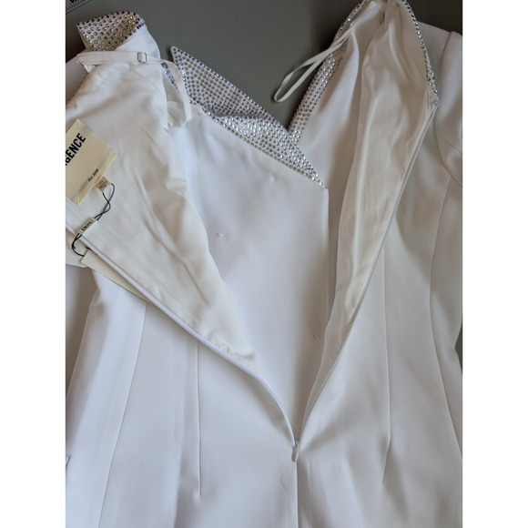 NWT L'Agence Dorothea Embellished Asymmetric Blazer Mini Dress Sz M White #4E503 - Picture 10 of 14